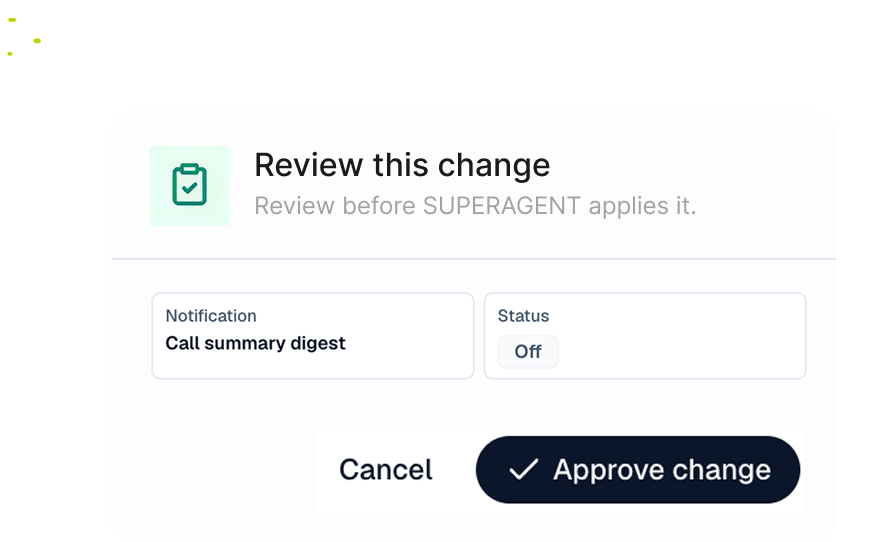 Approval card requesting confirmation before a change